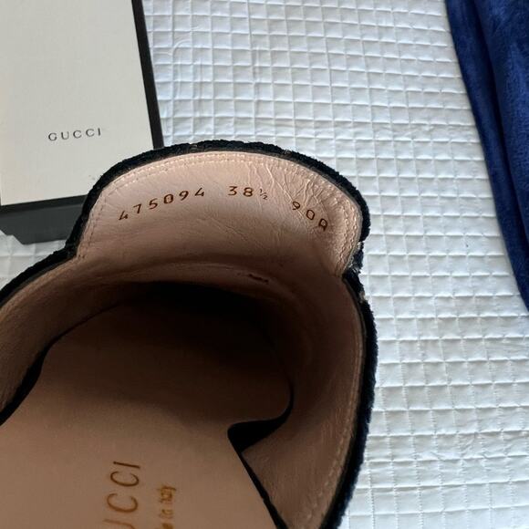 GUCCI Princetown GG velvet shoes 8.5M US sizing 38+ blue Excellent pre-owned - Picture 11 of 14